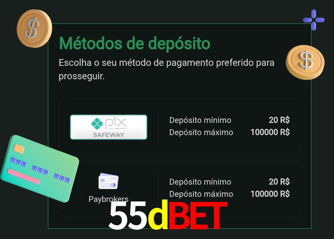 O cassino 55dbet oferece uma grande variedade de métodos de pagamento